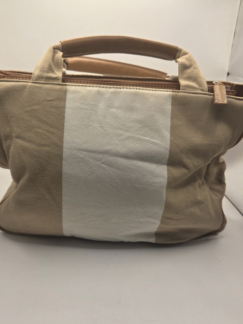 Nine West Beige & White Canvas Weekend Bag - Picture 3 of 11